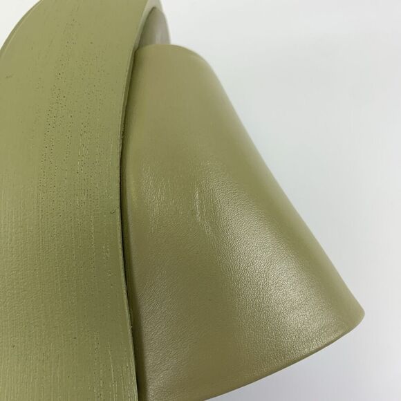 Anthropologie Leather High Platform Wedge Sandal Green Slip On Womens 38 US 7.5 - Picture 12 of 15